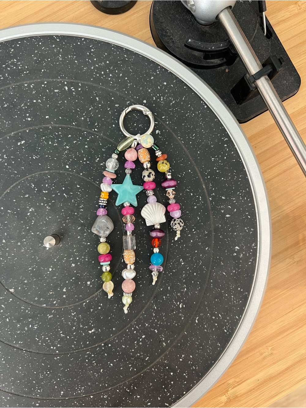Beaded Star & Shell Charm Keyring - Turquoise Multi - Picture 2 of 3